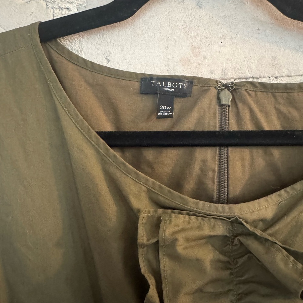 Talbots Olive Green Ruffle Front Dress - Picture 4 of 5